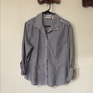 Chico's Black and White Casual Button Down Shirt